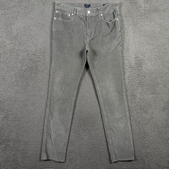 J Crew Pants Mens 30x32 Gray Slim Fit Stretch Corduroy Trouser Preppy Casual - Picture 1 of 14
